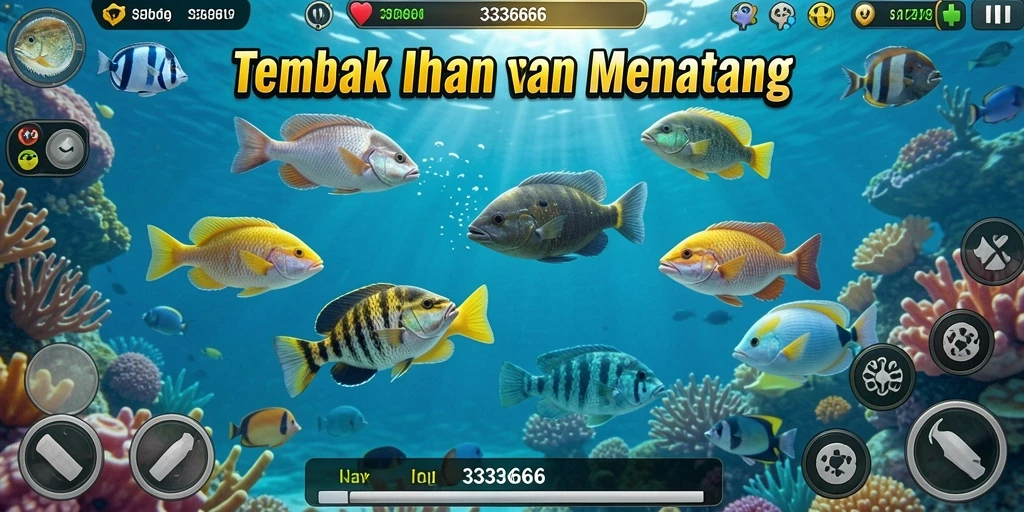 Tampilan gameplay Tembak Ikan yang seru dan penuh warna.