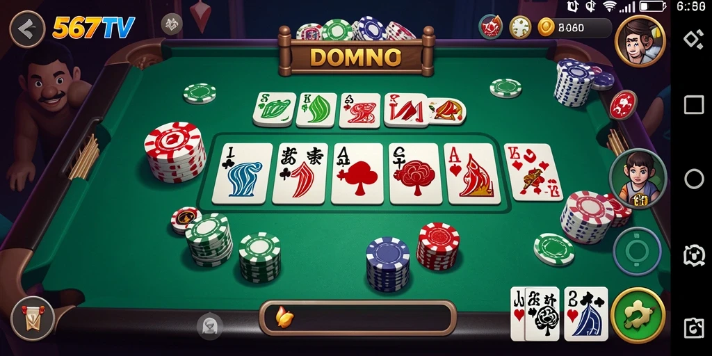 Tampilan gameplay Domino yang seru dan interaktif di 567TV.