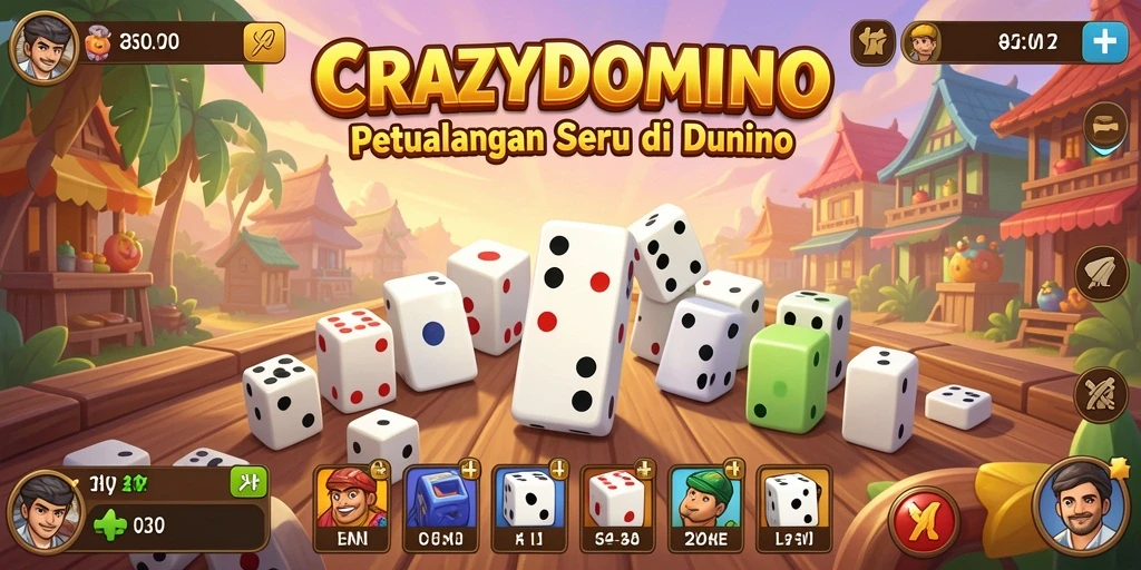 Screenshot utama gameplay <strong>CRAZYDOMINO</strong> menampilkan momen menegangkan saat menyelesaikan tantangan.