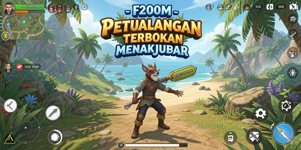 Gameplay F200M yang menampilkan eksplorasi dunia terbuka.