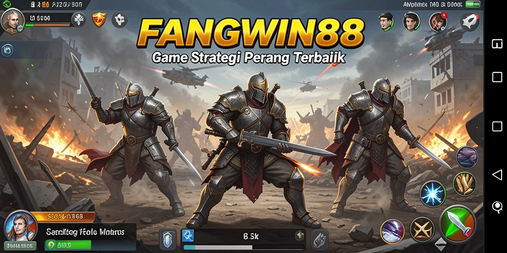 Screenshot FANGWIN88 menampilkan aksi pertempuran seru dan manajemen sumber daya.