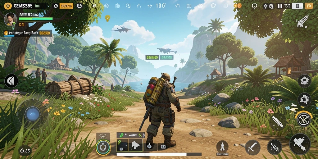 Tampilan gameplay GEMS365 dalam dunia terbuka yang menakjubkan.