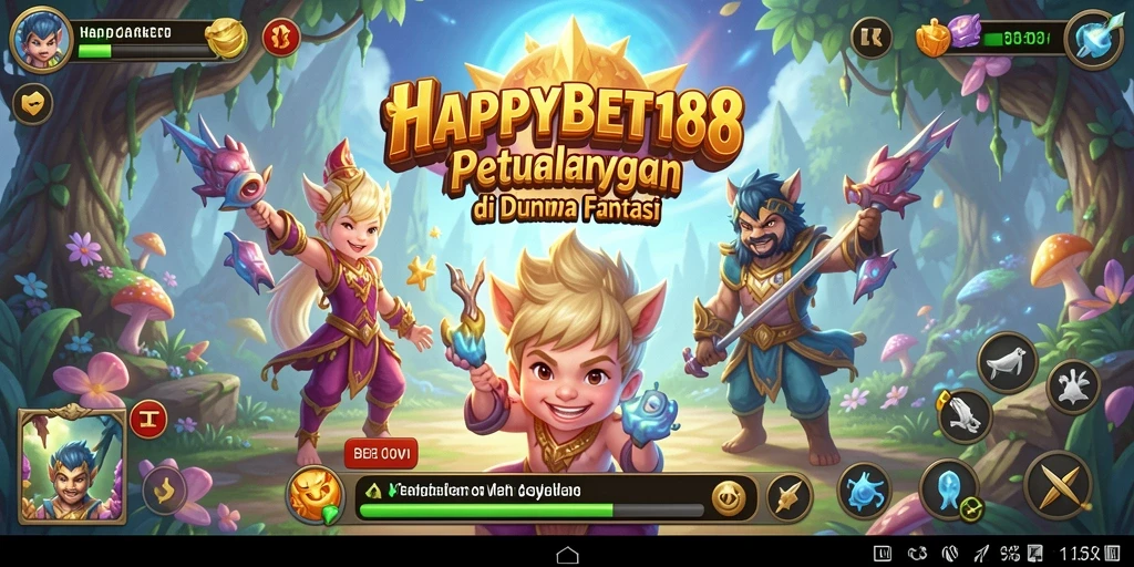 Screenshot gameplay <strong>HAPPYBET188</strong> menunjukkan petualangan seru di dunia fantasi.