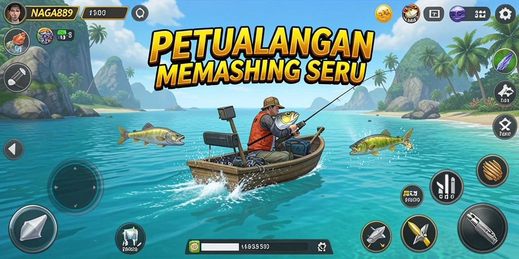 Tampilan gameplay seru dari NAGA889 saat memancing ikan.