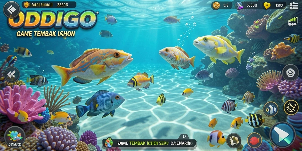 Screenshot menampilkan aksi menembak ikan yang seru dalam ODDIGO.