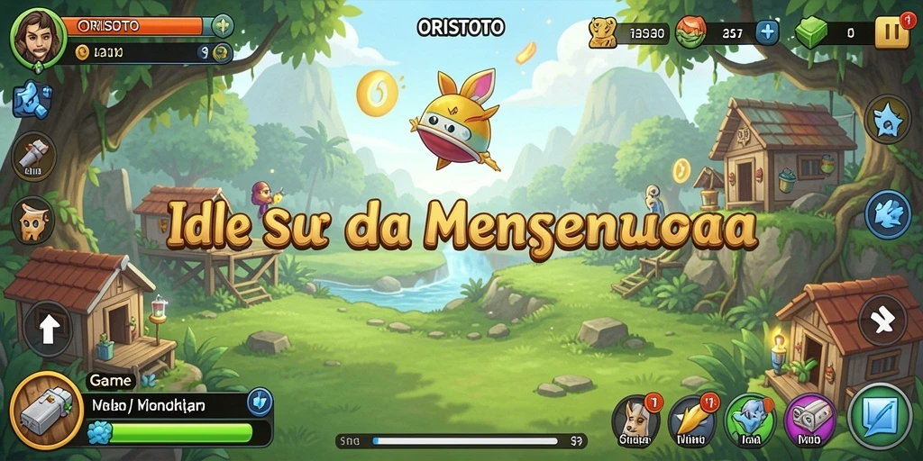 Screenshot utama ORISTOTO menampilkan grafik permainan Idle yang menarik.