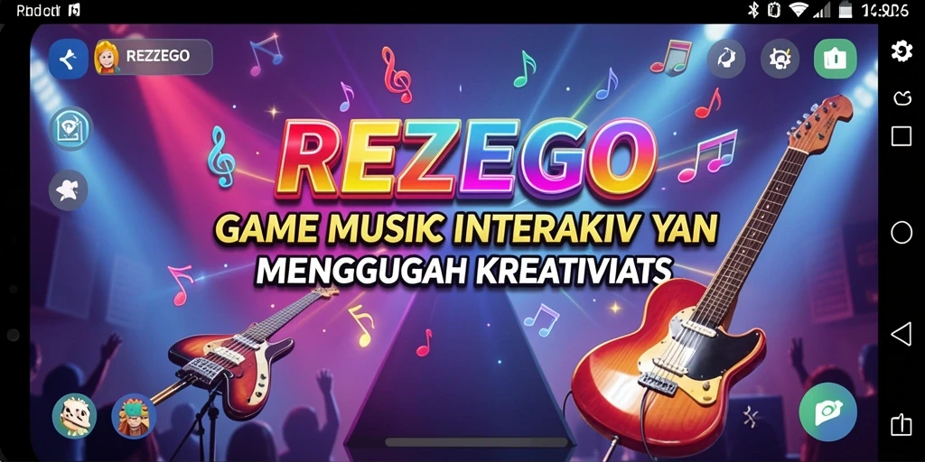 Tampilan antarmuka gameplay interaktif di REZEGO saat menciptakan musik.