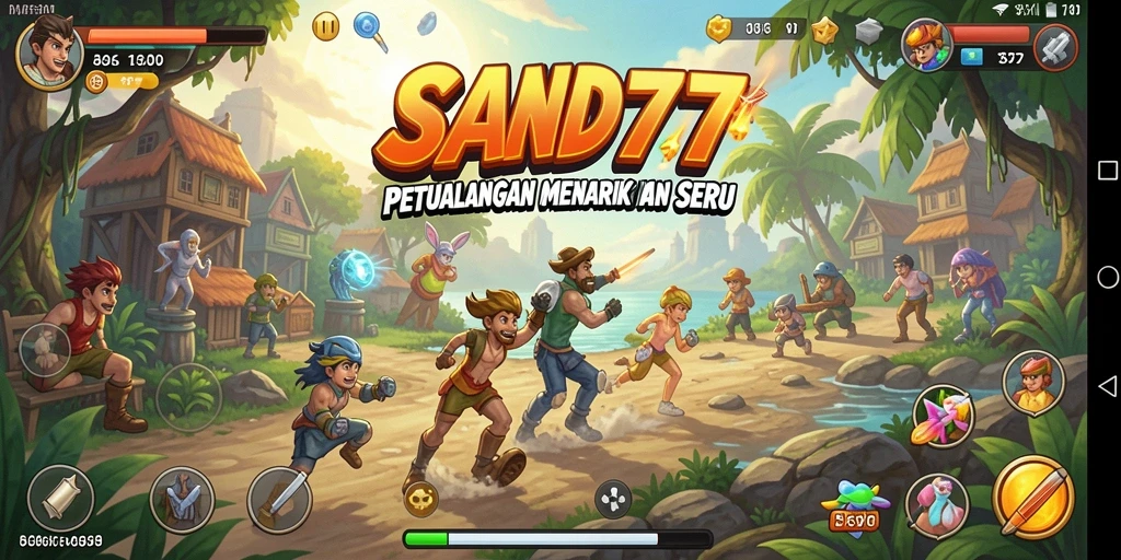 Screenshot gameplay SAND77 menampilkan aksi seru dalam level arcade.