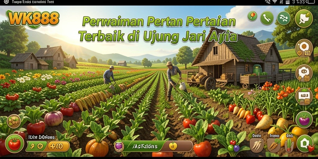Screenshot gameplay WK888 yang menunjukkan aktivitas pertanian yang seru.